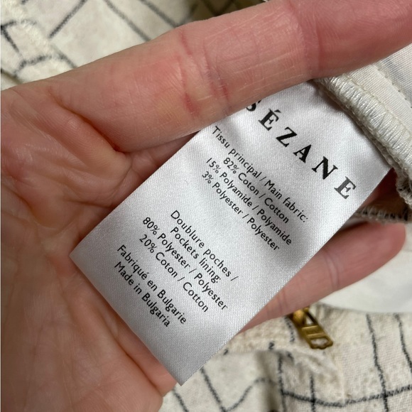 Sezane | Aubin Windowpane Grid Trousers Cream Navy FR 36/US 4 - Picture 8 of 8